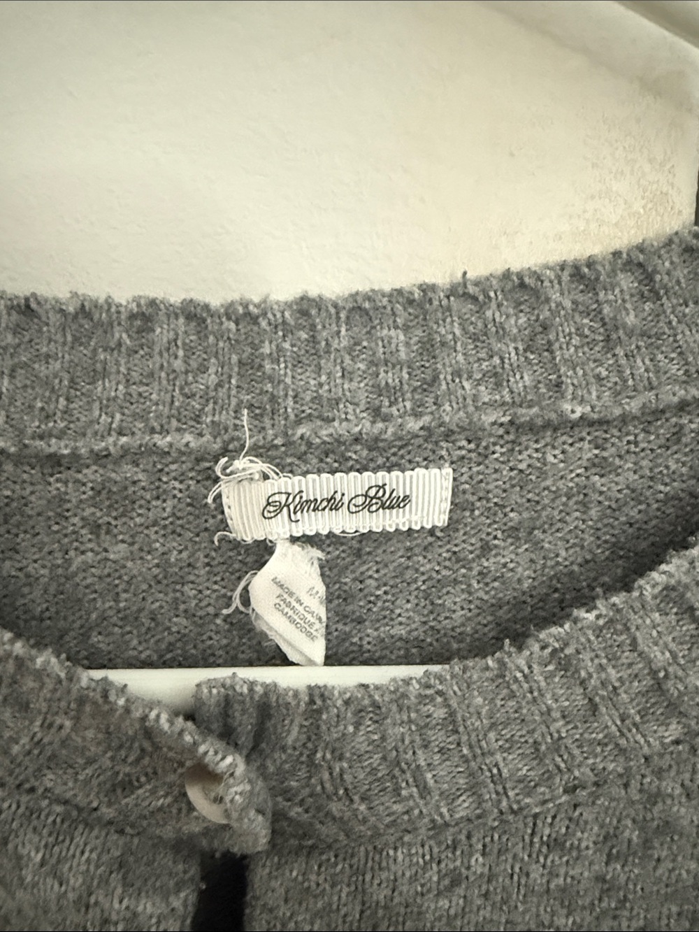 Kimchi Blue Heather Gray Button-Up Crewneck Cardigan - Picture 2 of 2